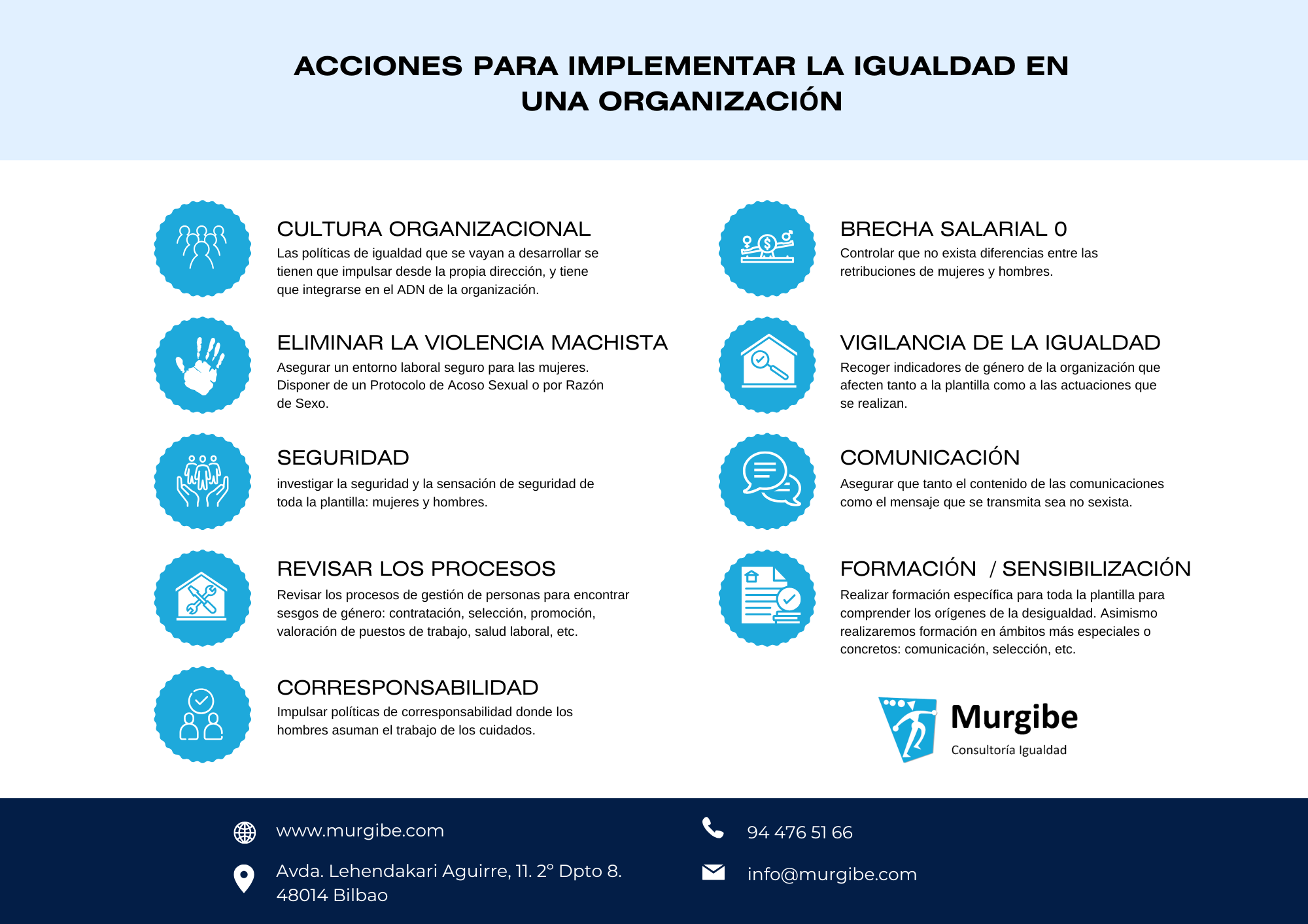 ACCIONES PARA IMPLEMENTAR LA IGUALDAD EN UNA ORGANIZACIÓN.